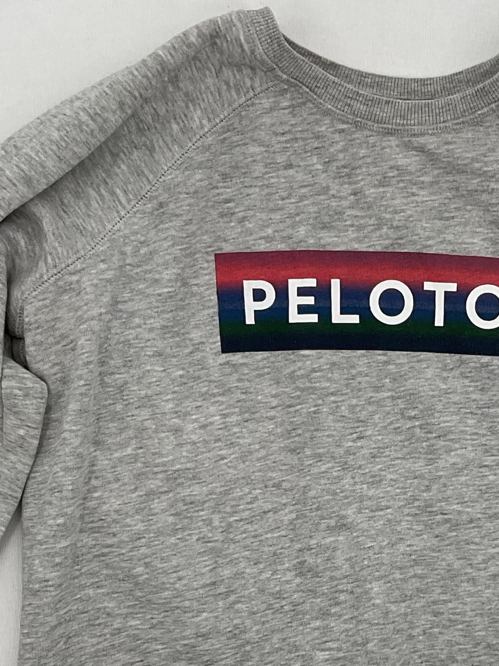 Peloton Official Grey Crewneck Sweatshirt Red-to-Green Gradient Logo Size Small